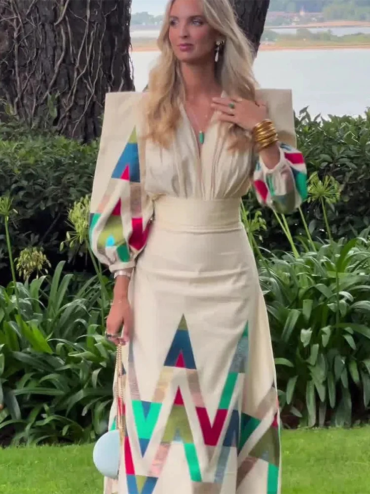 Elegant Print Women 2 Piece Set Lantern Sleeve Pleated Crop Top High Waist Aline Skirt Suit Spring England Style Lady Sets 240727