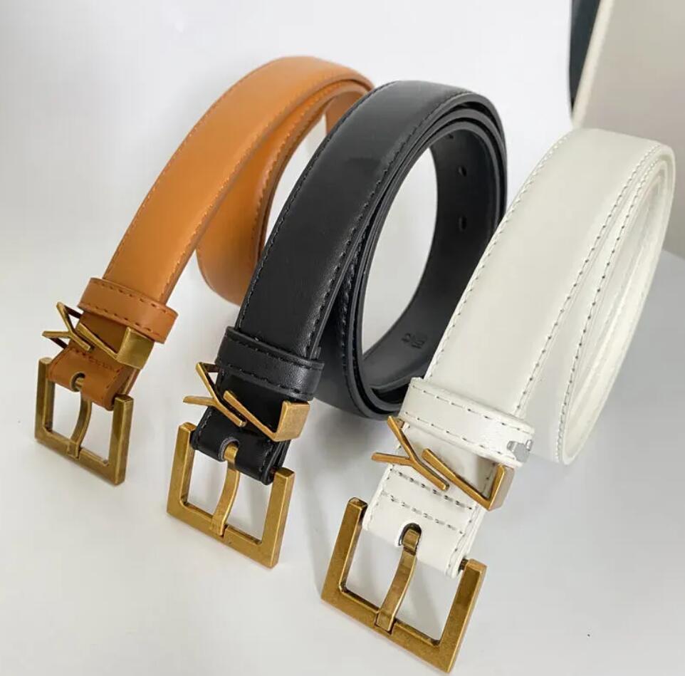 Fashion Smooth Buckle Belt Retro Design Thin Waist Belts for Men Womens Width 2.5CM Genuine Cowhide 11 Color Optional High Quality