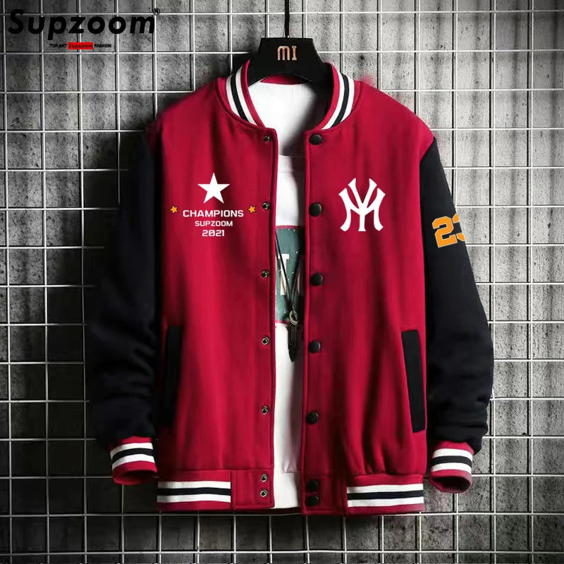 Supzoom ly arrived with ribbed sleeves cotton top single chest casual bomber baseball jacket loose cardigan 240827