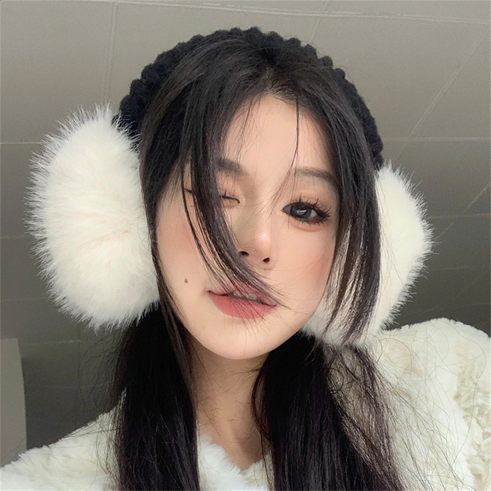 Cute Plush Fur Headphones Women Winter Warm Earmuffs Soft Cashmere Solid Fur Earplugs Fashion Unisex Ear Cover Outdoor Supplies 240724