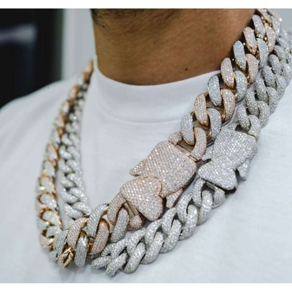 Hip Hop Women Men 14k Gold Sterg Sier Accessories Dia Fine Jewelry Cuban k Chain Moissanite Necklace