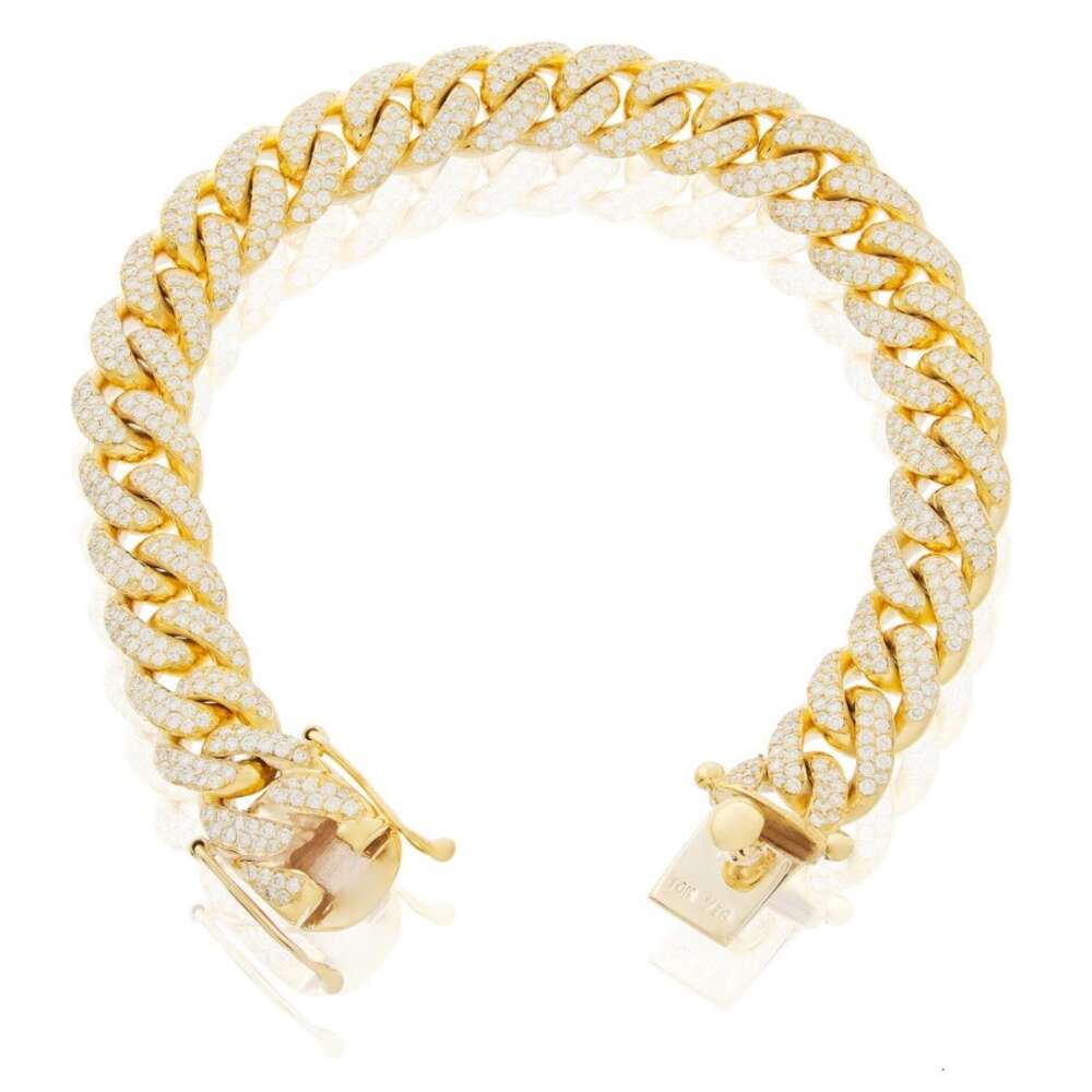 Miami Style Hip Hop 925 Silver Cuban Chain Moissanite Diamond Link Chain Necklace