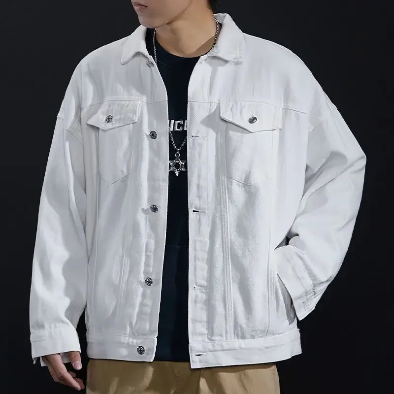 Mens Denim Jacket Autumn Male Jean Coats Black Cargo Big Size Menswear Korea High Quality Trendy Large Fast Delvery Outwear Y2k 240802
