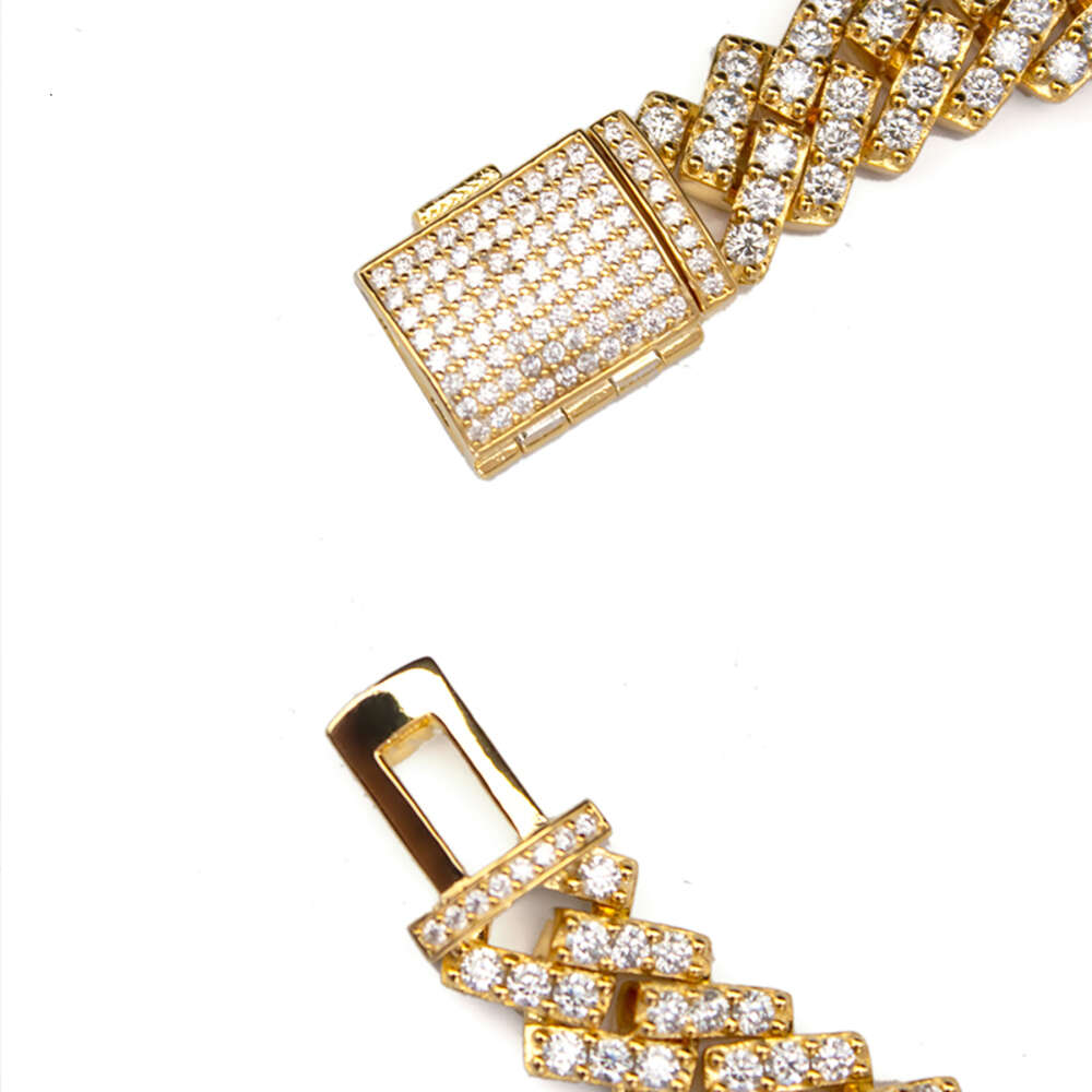 Hip Hop S925 Silver 10mm Width Single Row Moissanite Iced Out Cuban Chain Necklace