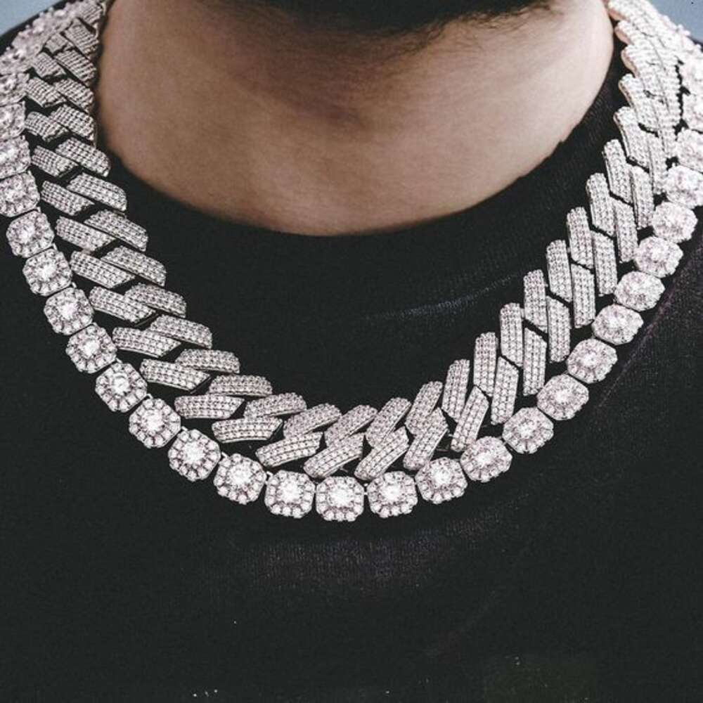 Hip Hop Women Men 14k Gold Sterg Sier Accessories Dia Fine Jewelry Cuban k Chain Moissanite Necklace