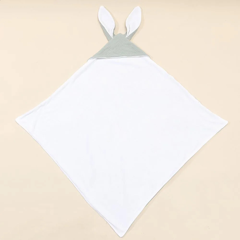 Personalized Name Baby Bath Towel Pure Cotton Double Layer Gauze Baby Cloak Rabbit Ear Towel Boys and Girls Hooded Bathrobe 240712