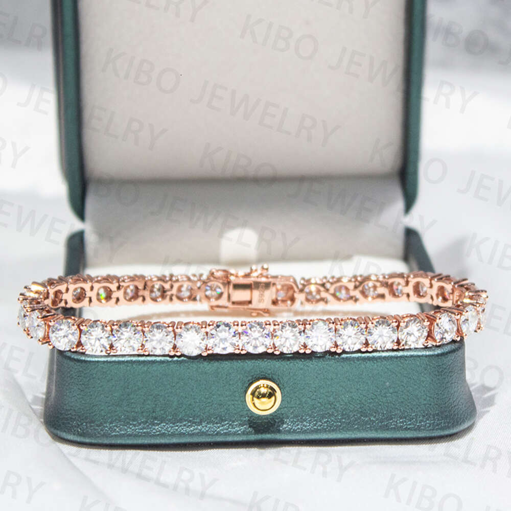 4mm Shiny Hip Hop Jewelry Iced Out 10k Real Solid Gold Chain Round Cut Lab Grown Diamond Chain Tennis Bracelet