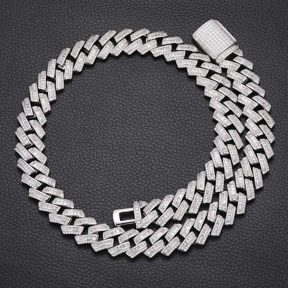 Best Price 16mm Baguette Chain D-vvs Moissanite Diamond 925 Sterling Silver Hip Hop Cuban Chain for Man