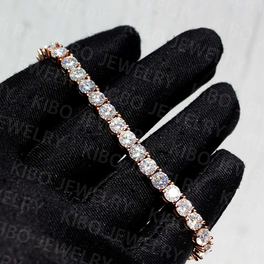 4mm Shiny Hip Hop Jewelry Iced Out 10k Real Solid Gold Chain Round Cut Lab Grown Diamond Chain Tennis Bracelet