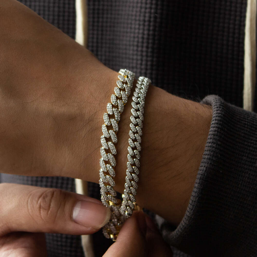 Hip Hop Jewelry 925 Sterling Silver 8mm Width Vvs Moissanite Diamond Chain Iced Out Moissanite Cuban Link Chain