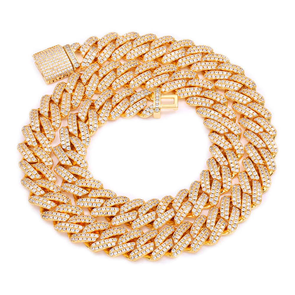 Thick 14mm Bust Down Jewelry 925 Sterling Silver Full Bling Vss Moissanite Cuban Link Chain Necklace