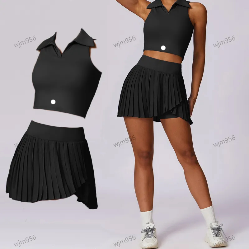 Yoga Set Women's Running Golf Pants Shorts Sports Pockets Lycra skin have Suit Quick Dry Tennis Dress Polo Shirt close Top bralette Pleated Yoga Skirt jump Gym Clothing