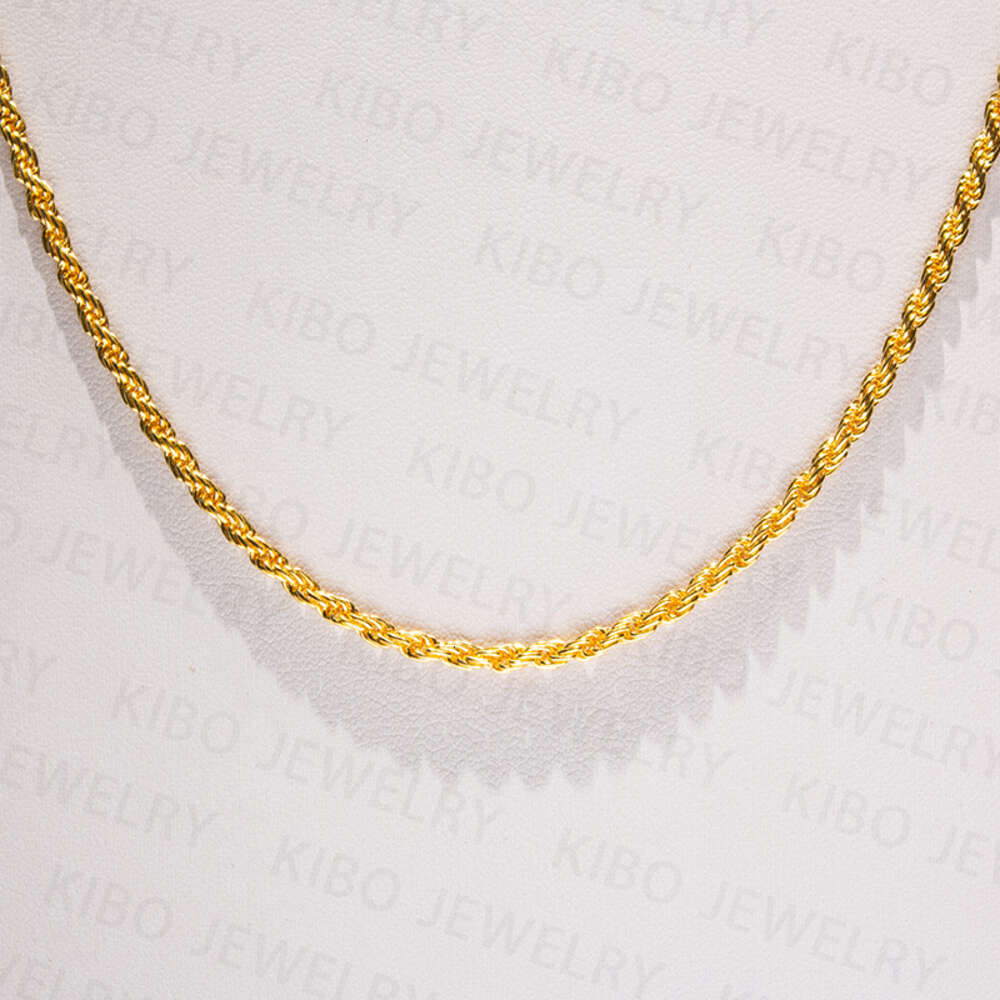 Fast Delivery 2mm to 3mm Gold Rope Chain Hip Hop Style Shine Brightly Real 10k 14k 18k Solid Gold Cord Chain Necklace