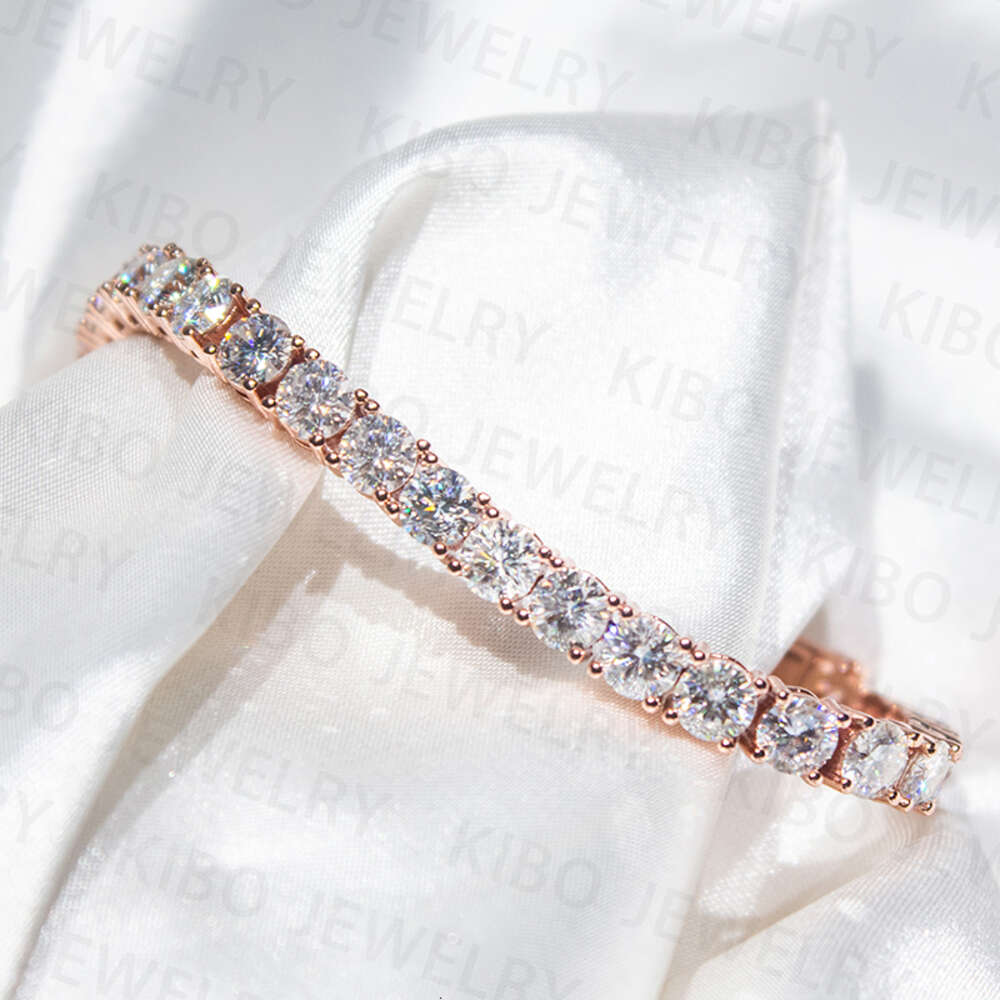 4mm Shiny Hip Hop Jewelry Iced Out 10k Real Solid Gold Chain Round Cut Lab Grown Diamond Chain Tennis Bracelet
