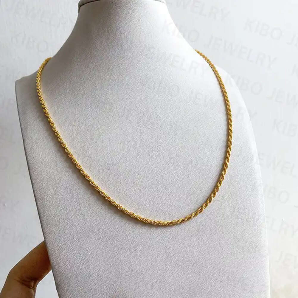Wholesale Pure Gold Filled Real Solid 24k Solid Gold for Men Simple Style Rope Link Chains for Mens Hip Hop Necklace