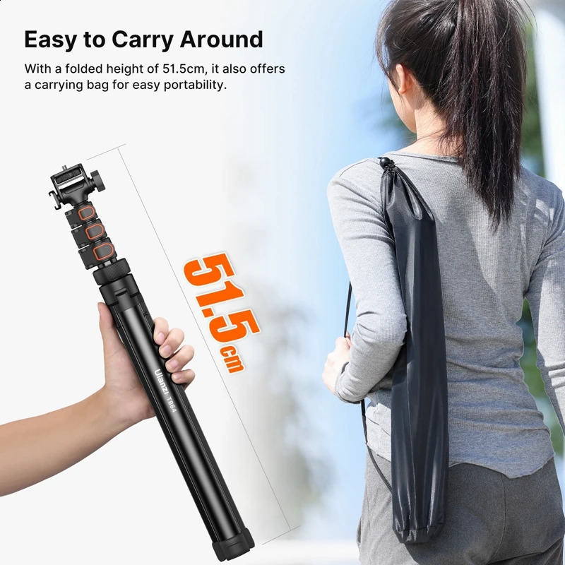 Ulanzi 1.6m Smartphone Tripod Kit 1.6m Portable Tripod for Smartphone Mirrorless Camera Action Camera Comes with Phone Clip 1/4 inch Screw 240715