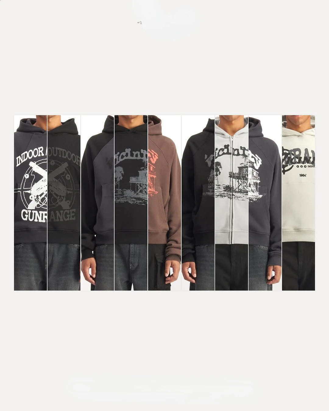 Y2k Black Retro Akimbo Shooting House Print Pattern Men Hoodie VICINITY Fashion Zip Up Hoodies Harajuku Street Sweatshirt 240722