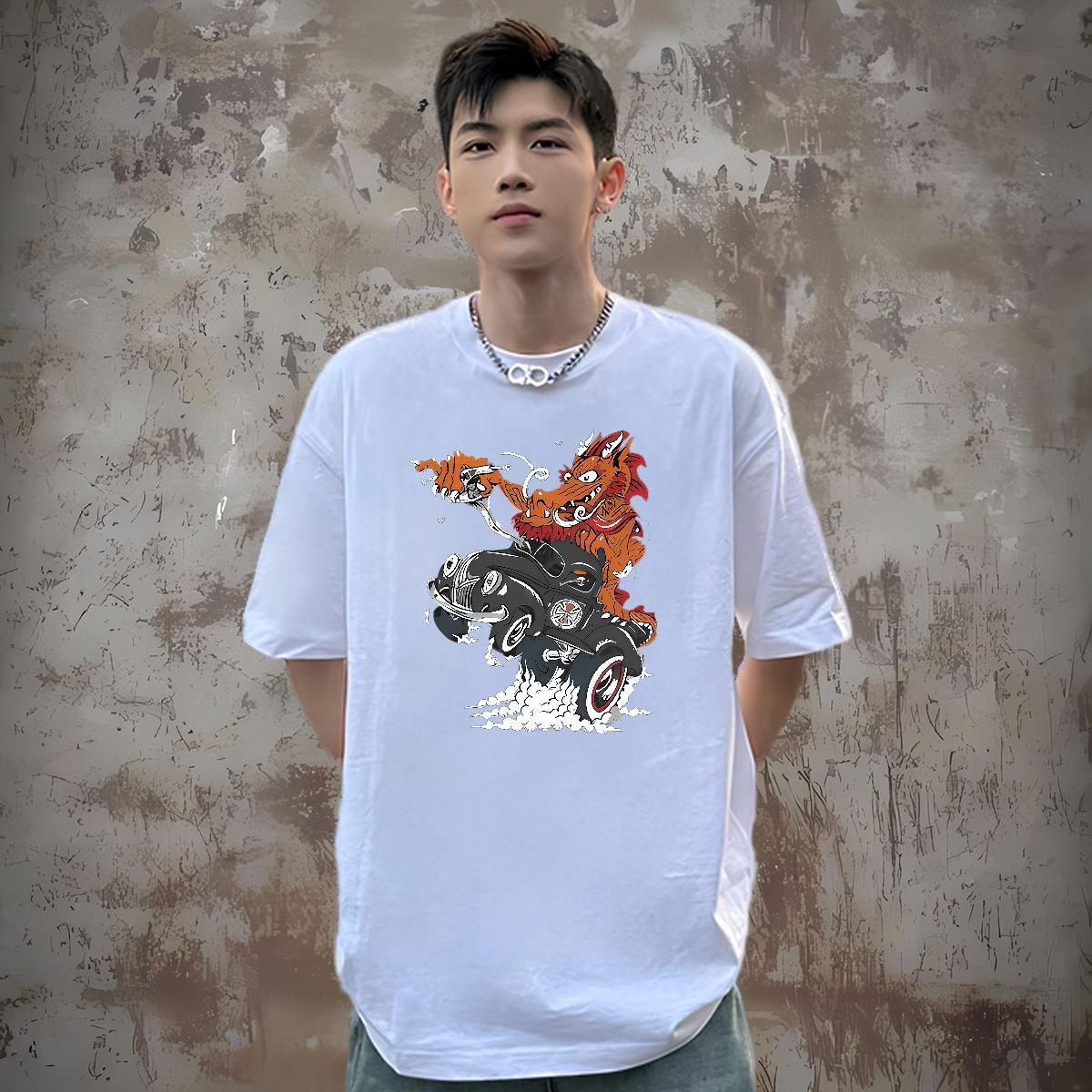 New Arrival T-Shirts for Men Tops Shirt 230g Cotton Summer Casual Loose DIY Logo Oversized Short Sleeve O-Neck Couples T Shirts