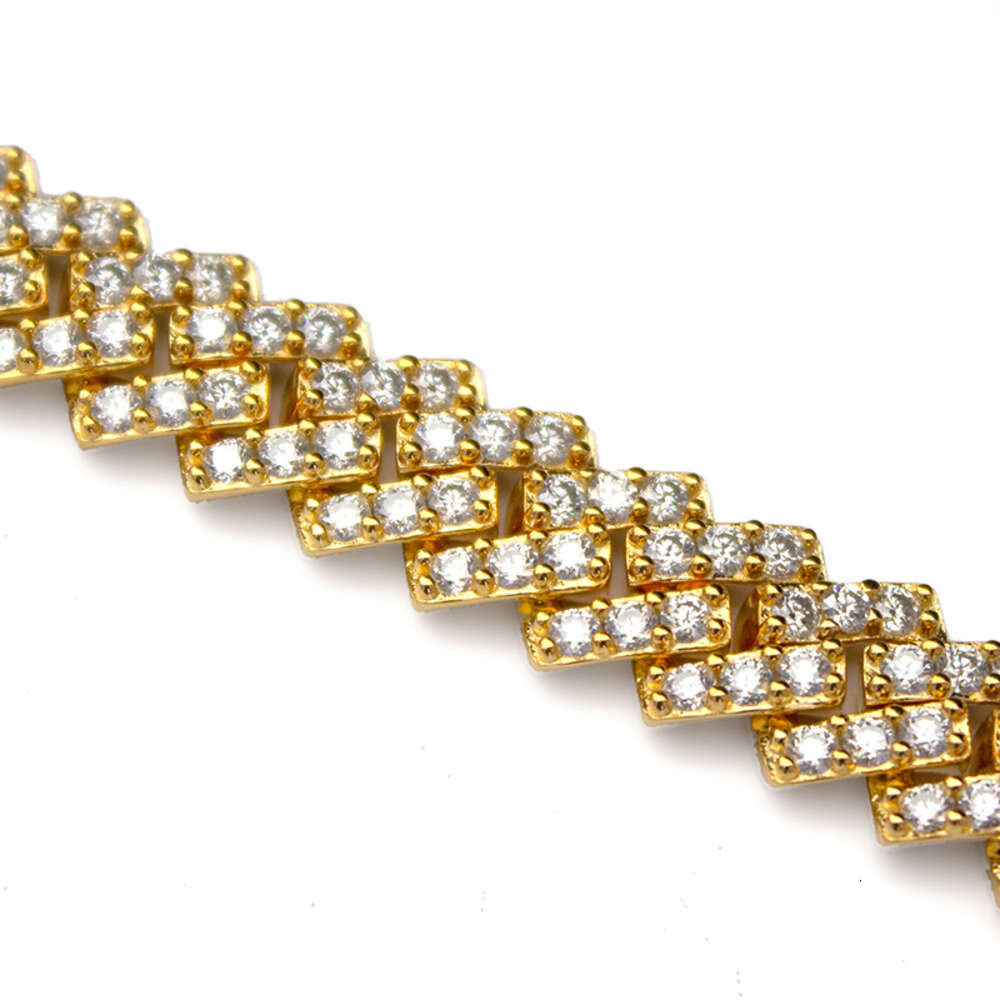 Hip Hop S925 Silver 10mm Width Single Row Moissanite Iced Out Cuban Chain Necklace