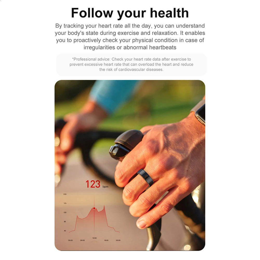 2024 R02 Smart Ring Multifunctional Step Health Tracker Heart Rate Blood Oxygen Monitor Waterproof Men Women Sleep Fitness 240719