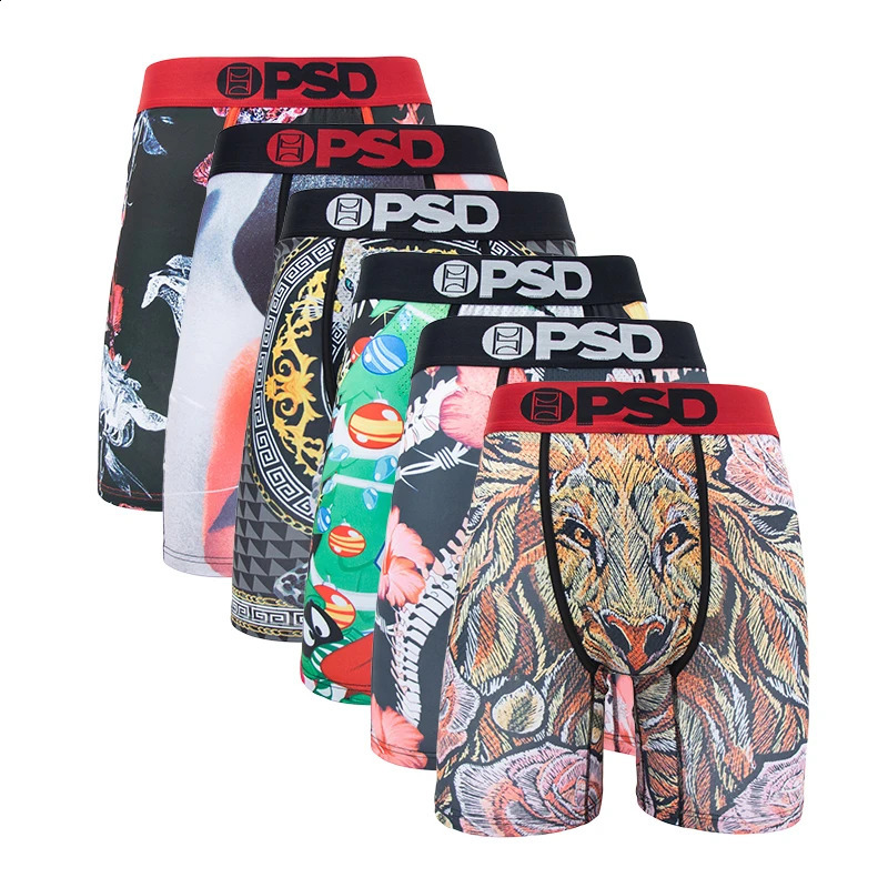 6Pcs Fashion Print Men Underwear Boxer Cueca Male Panty Lingerie Underpants Boxershorts Sexy SXXL 240719