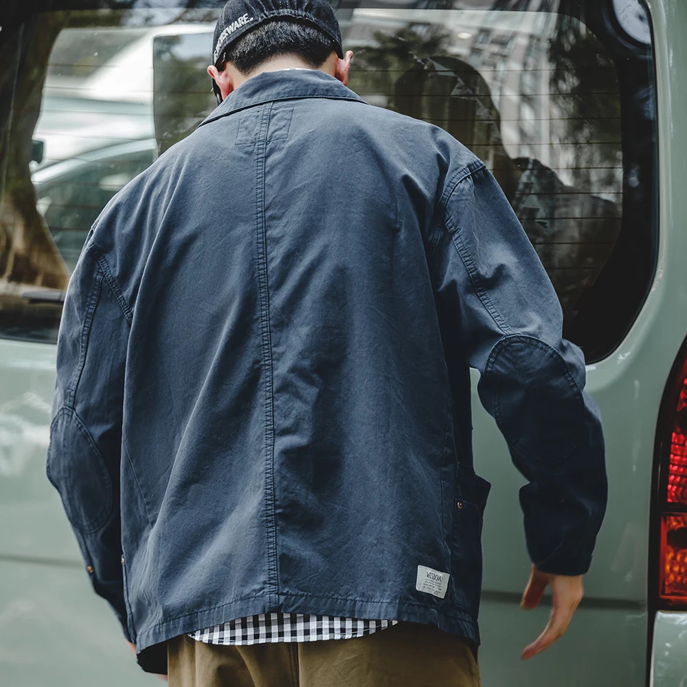 Maden Navy Vintage Jacket Men Turndown Collar Hunting Tops MultiPocket Coat Mens Spring and Autumn Workwear 240824