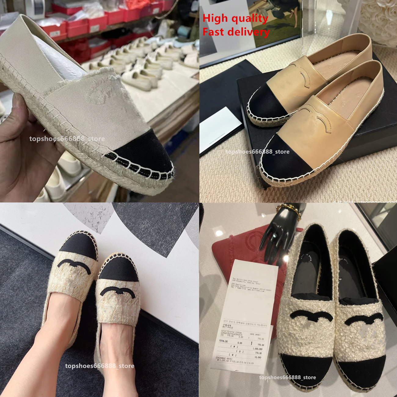2024 Classic Luxury Designer Lazy Shoes Genuine Leather Women Espadrilles Slip On Loafers shoe Brands Comfortable Canvas Flat Fisherman Shoes channel Zapatos ys