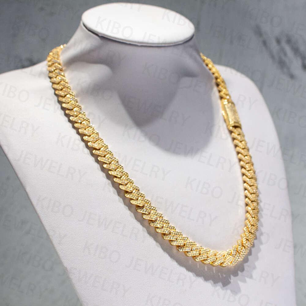 Real Lab Grown Diamond Iced Out Hip Hop Jewelry for Men 12mm 10k Solid Gold Lab Diamond Cuban Link Chain
