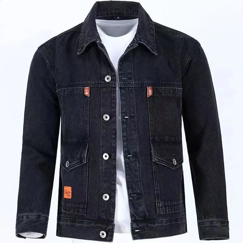 Spring and Autumn Fashion Trend Solid Color Denim Jacket Mens Casual Loose Comfortable Large Size High Quality Coat 240802