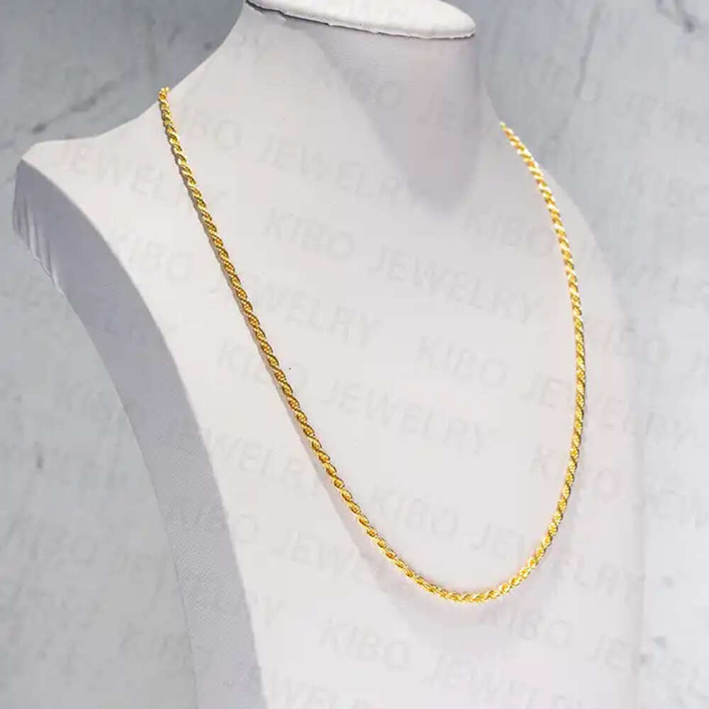 Wholesale Pure Gold Filled Real Solid 24k Solid Gold for Men Simple Style Rope Link Chains for Mens Hip Hop Necklace