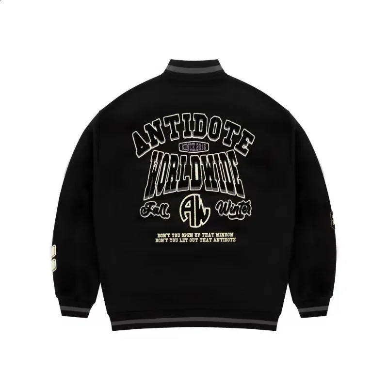 Mens baseball jacket plush embroidery stand vintage bomber high street loose couples streetwear spring and autumn style 240827