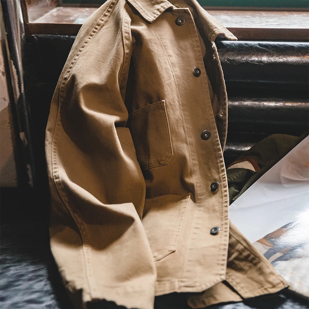 Maden Workwear American Retro Paris Button Four Pocket Jacket Flip Collar Amekaji Vintage Coat Men 240824