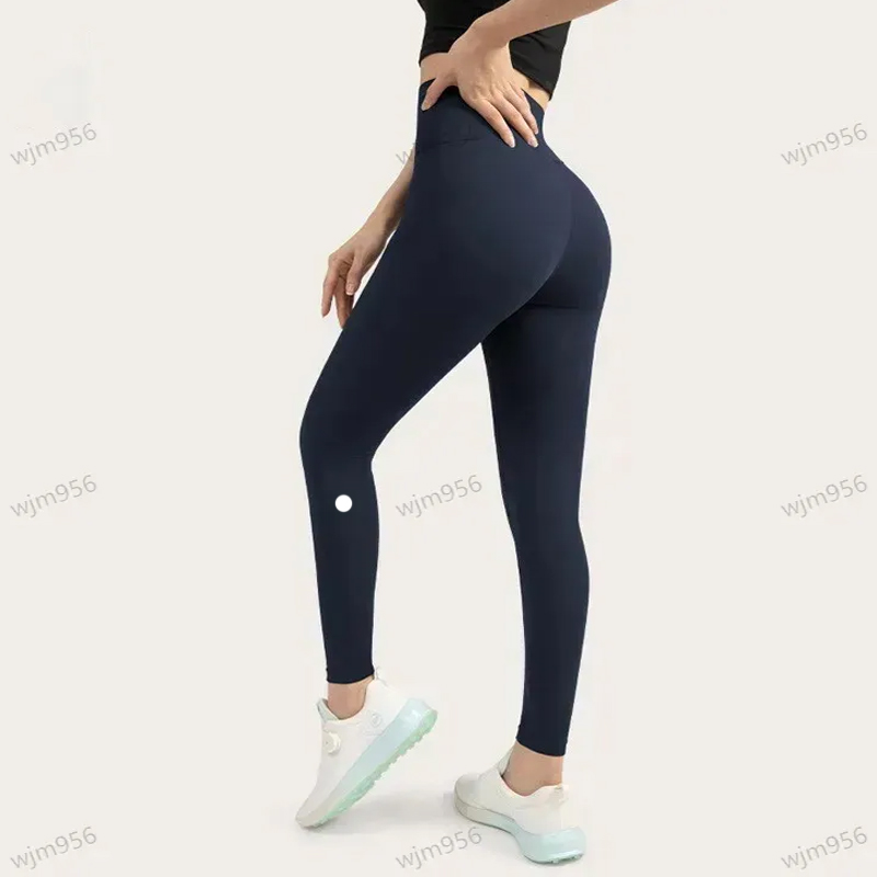 2024 lycra fabric Solid Color Women yoga pants High Waist Sports Gym Wear Leggings Elastic Fitness Lady Outdoor Sports Trousers jump Pilates close skin no awkward