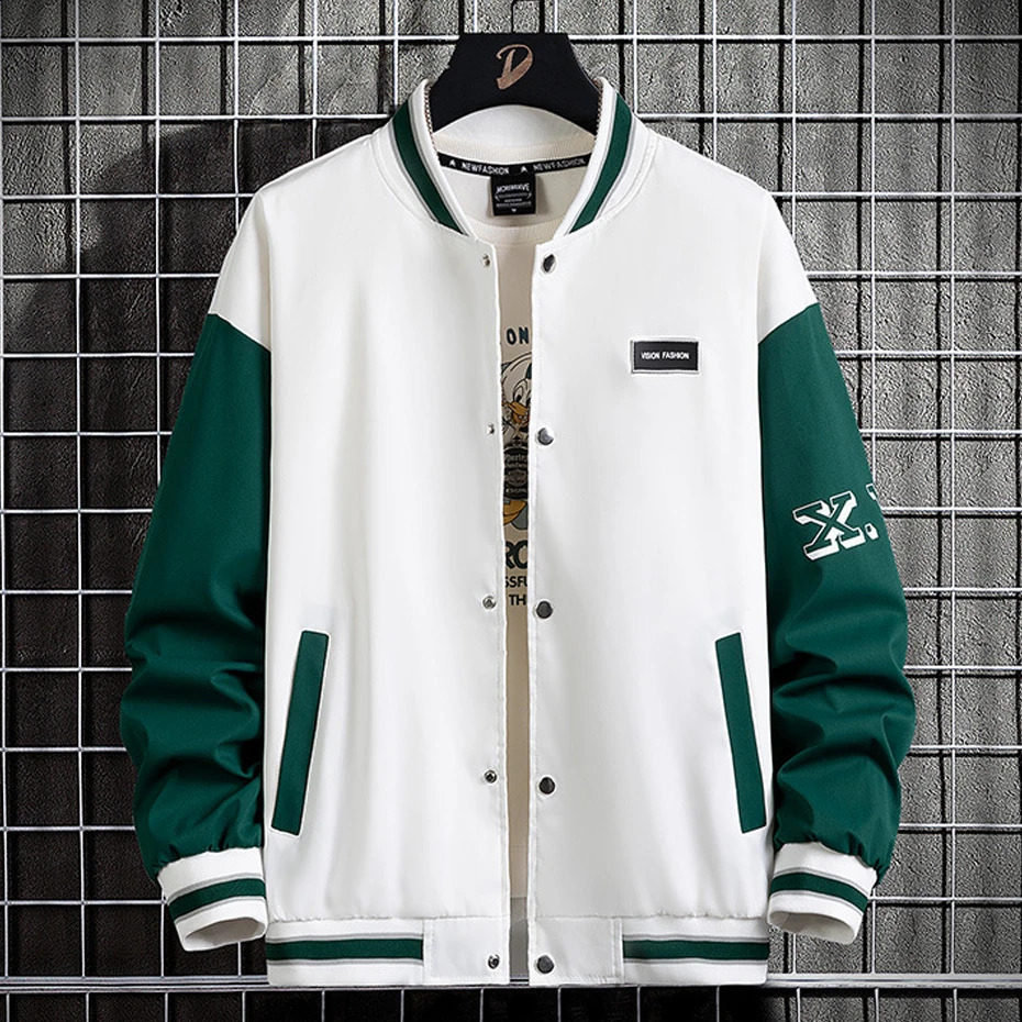 10XL Plus size baseball jacket mens fashionable casual patchwork school team large 240827