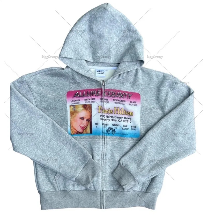 Zipup Street Fashion Clothing European and American Printed Oversized Sweatshirt Men Y2K Retro Loose Zipper Hoodie 240722