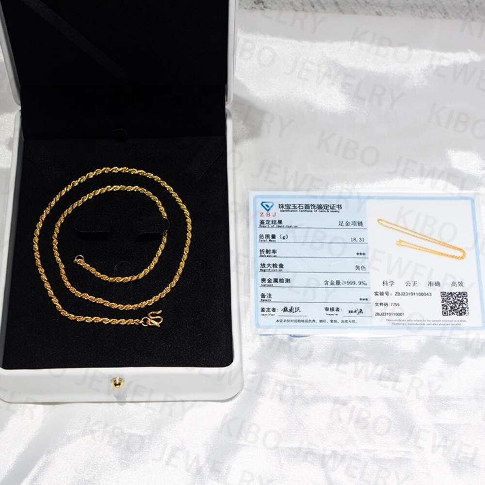 Fast Delivery 2mm to 3mm Gold Rope Chain Hip Hop Style Shine Brightly Real 10k 14k 18k Solid Gold Cord Chain Necklace