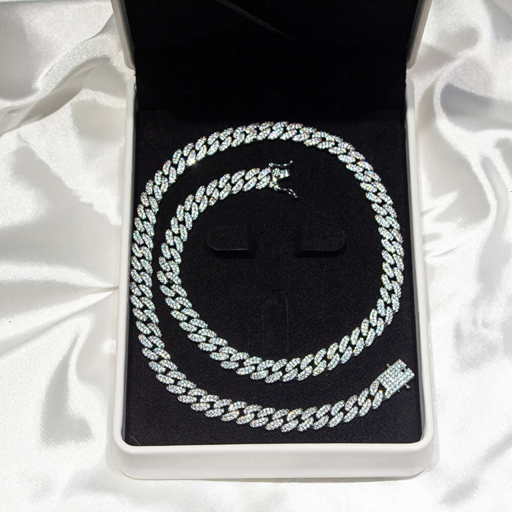 Hip Hop Jewelry 925 Sterling Silver 8mm Width Vvs Moissanite Diamond Chain Iced Out Moissanite Cuban Link Chain