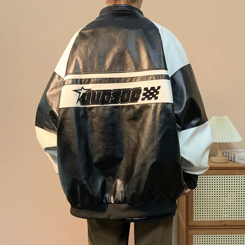 American street style baseball jacket and Coats mens Y2K pilot motorcycle suit hiphop fashion label uniform 240827