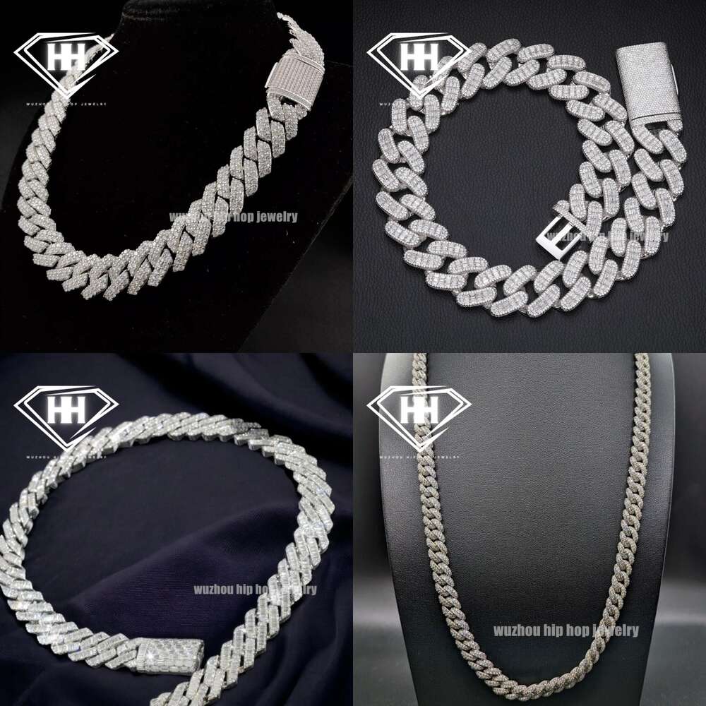 Custom Crazy Thick k Chain Sterg Sier Tester Pass 4 Rows Eent Cut Dia Moissanite Cuban Necklace