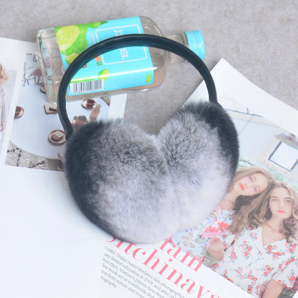 Rex Rabbit Fur Hang Ear Cover Warm Winter Earmuffs Headwear Ear Muffs Fur Earmuffs Cold Ear Warmer Fold Ear Protection Headband 240724