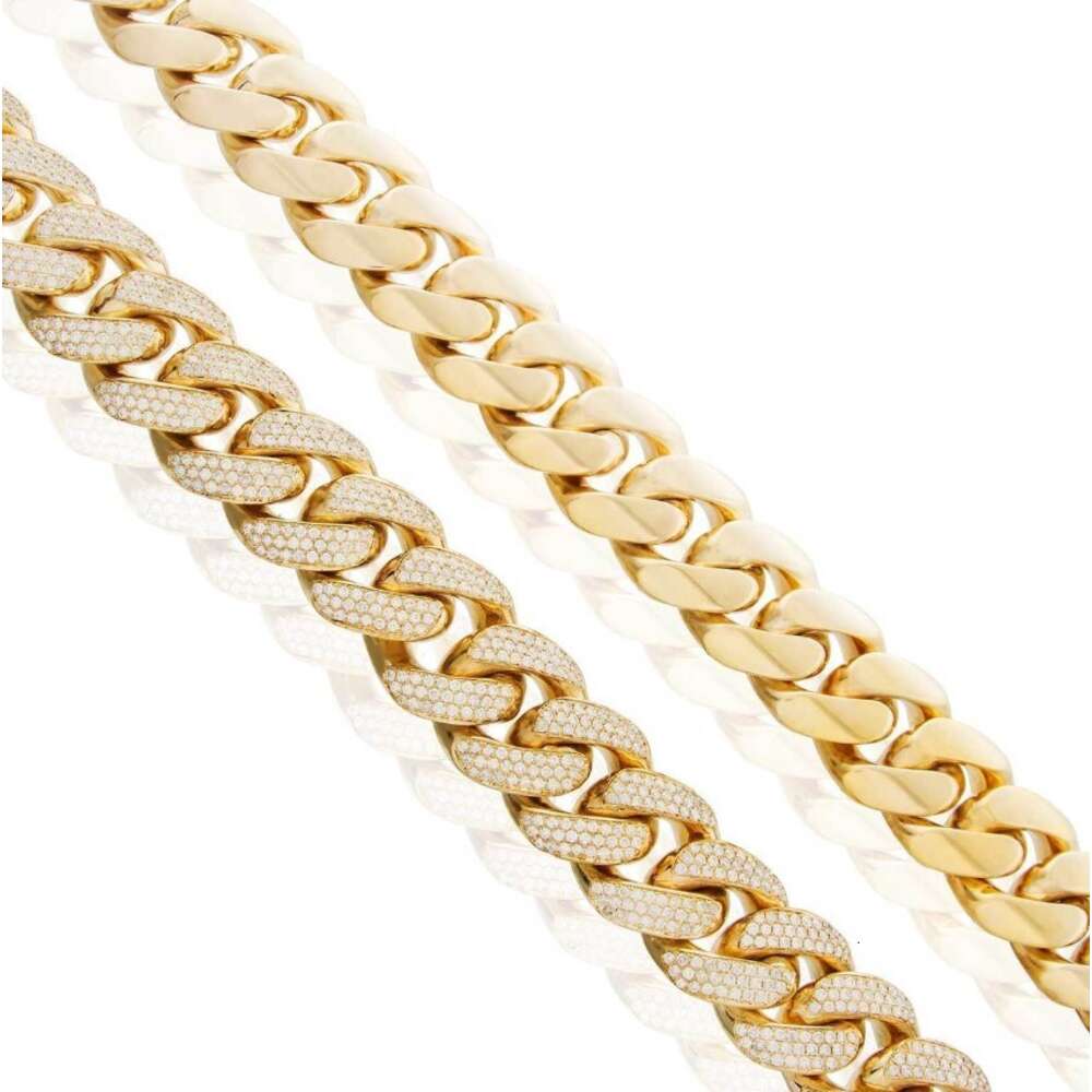 Miami Style Hip Hop 925 Silver Cuban Chain Moissanite Diamond Link Chain Necklace