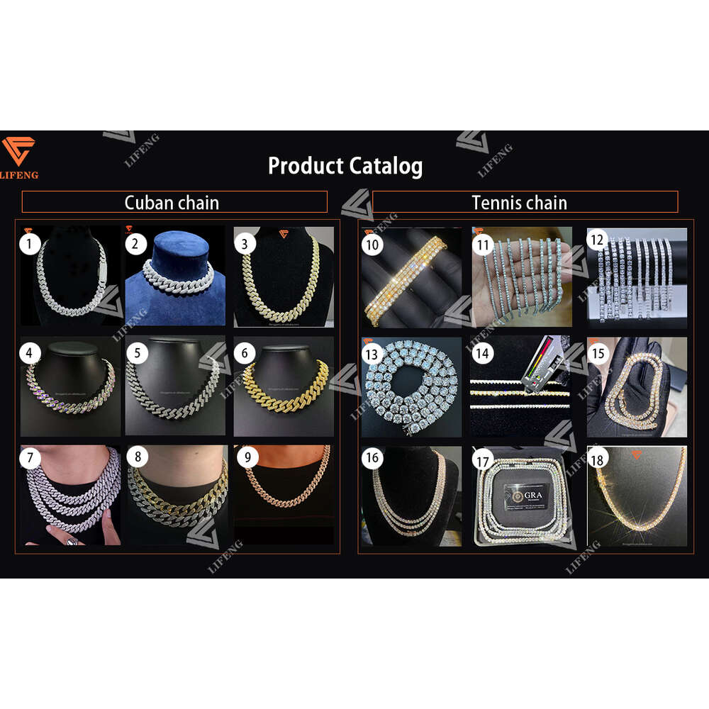 Fashion Style Hip Hop Chain Cuban 925 Silver Ice Out d Color Vvs Moissanite Diamond Cuban Link Chain