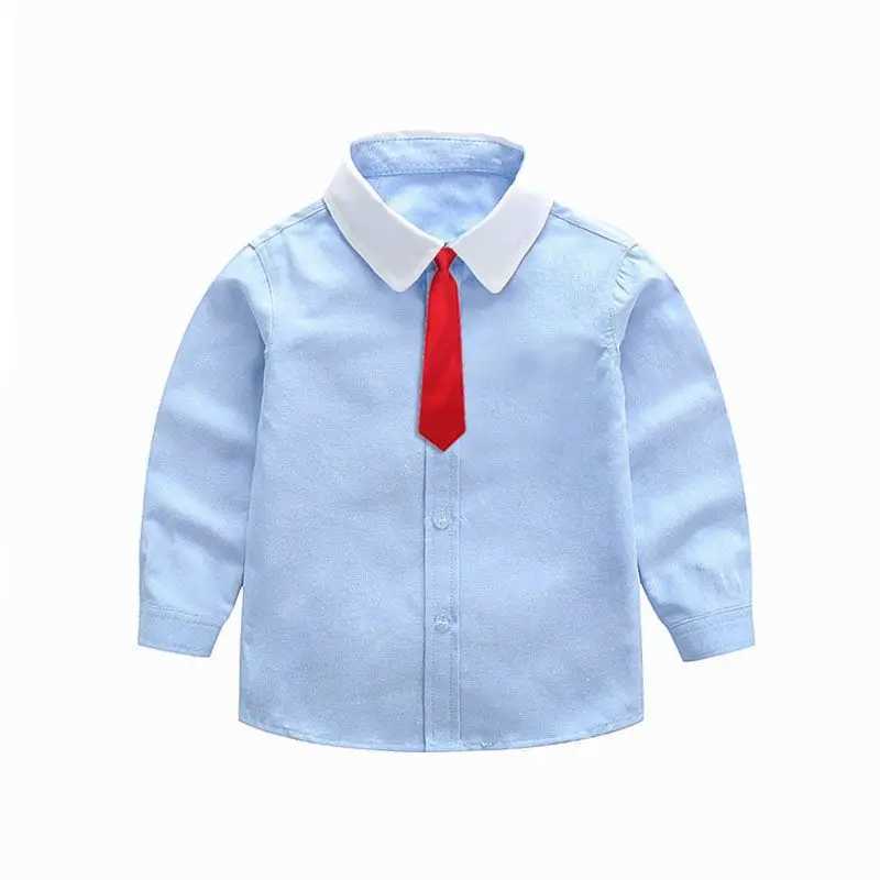 2-16 year old childrens party shirt baby clothing school uniform boys shirt blue patch work long sleeved shirt childrens topW240729