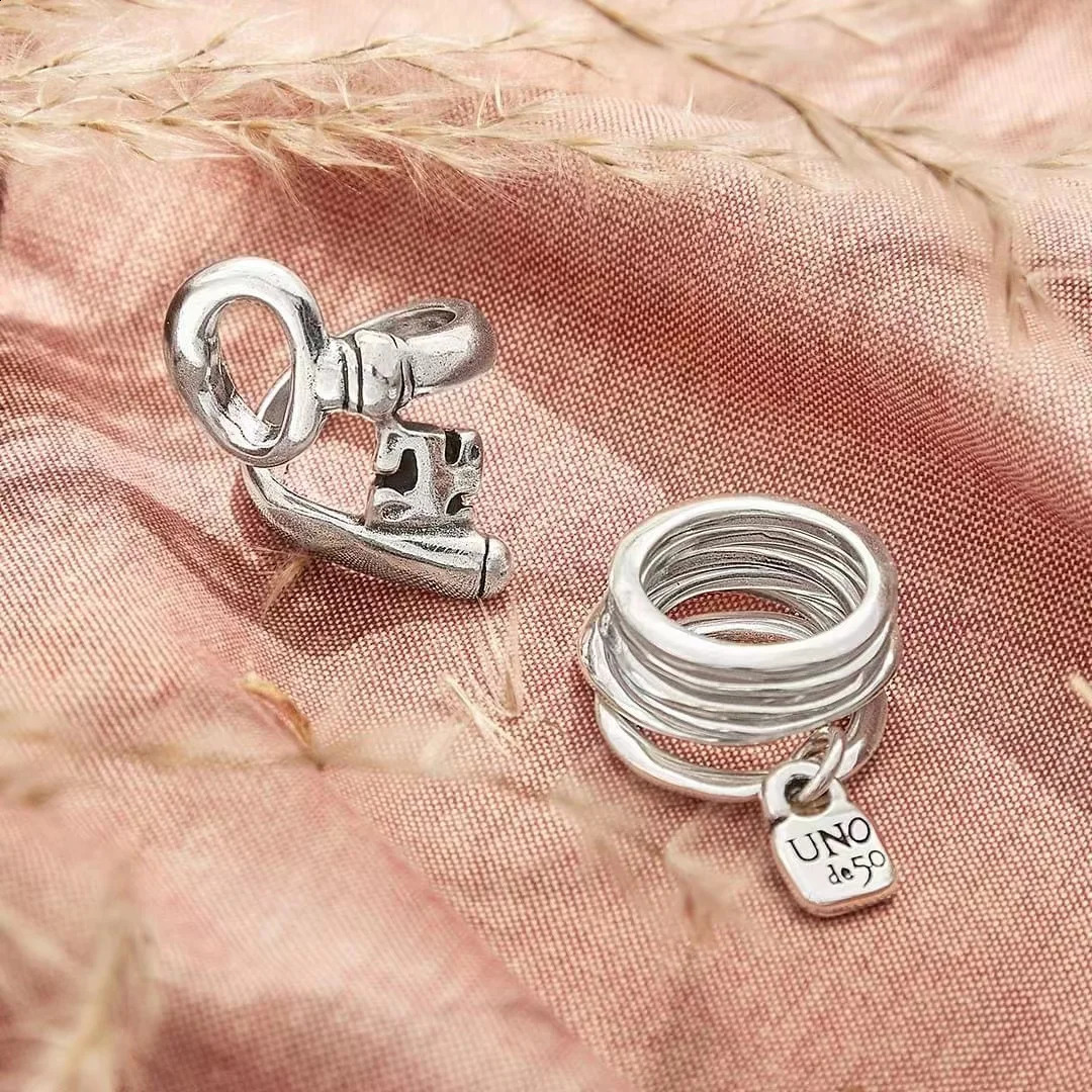 Fit UNO DE 50 Fashion Plated 925 Silver 14k Gold Charm Ring Niche Jewelry Gift 240723