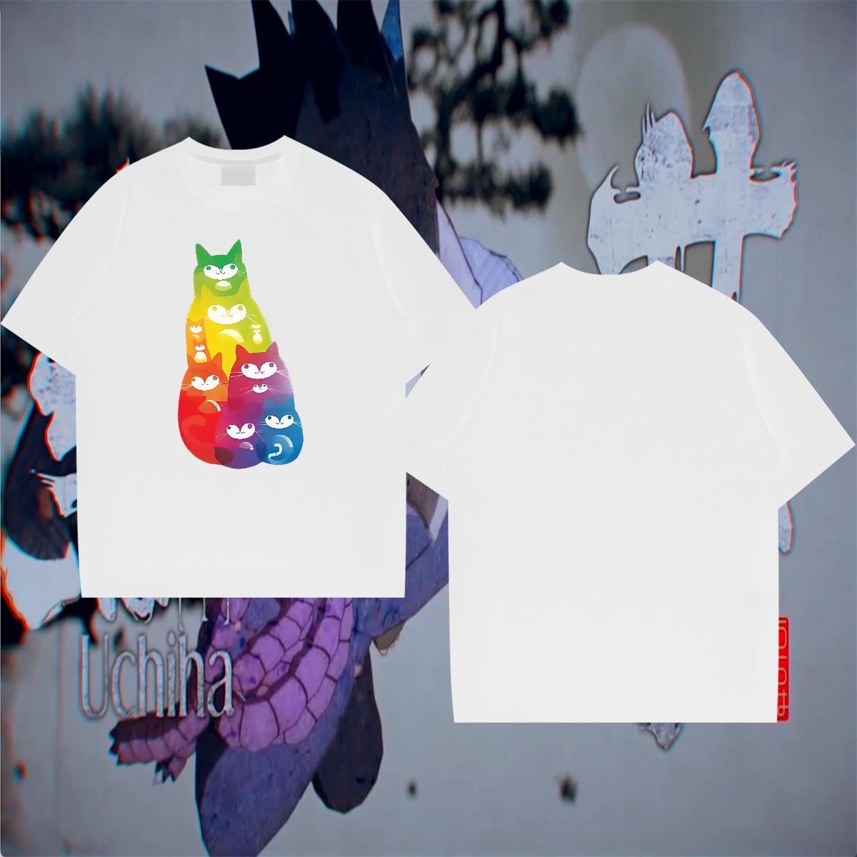 High Quality Couples T Shirts 230g Cotton Casual Beach colorful Anime Print Breathable Short Sleeve New Designer Man T Shirts Tshirts