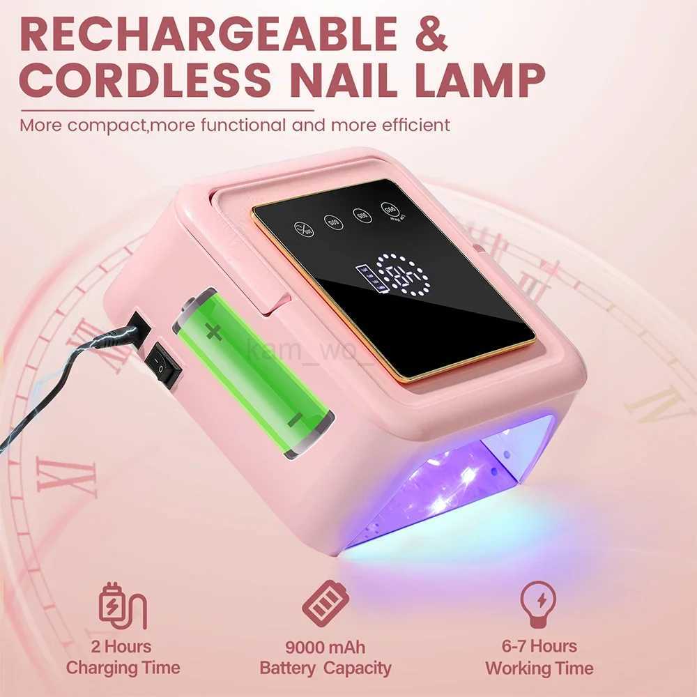 Cordless Rechargeable UV Nail Lamp 128W With 36 LEDs Portable LED Nail Dryer Professional Fast Charger Curing Lamp for SalonM240729