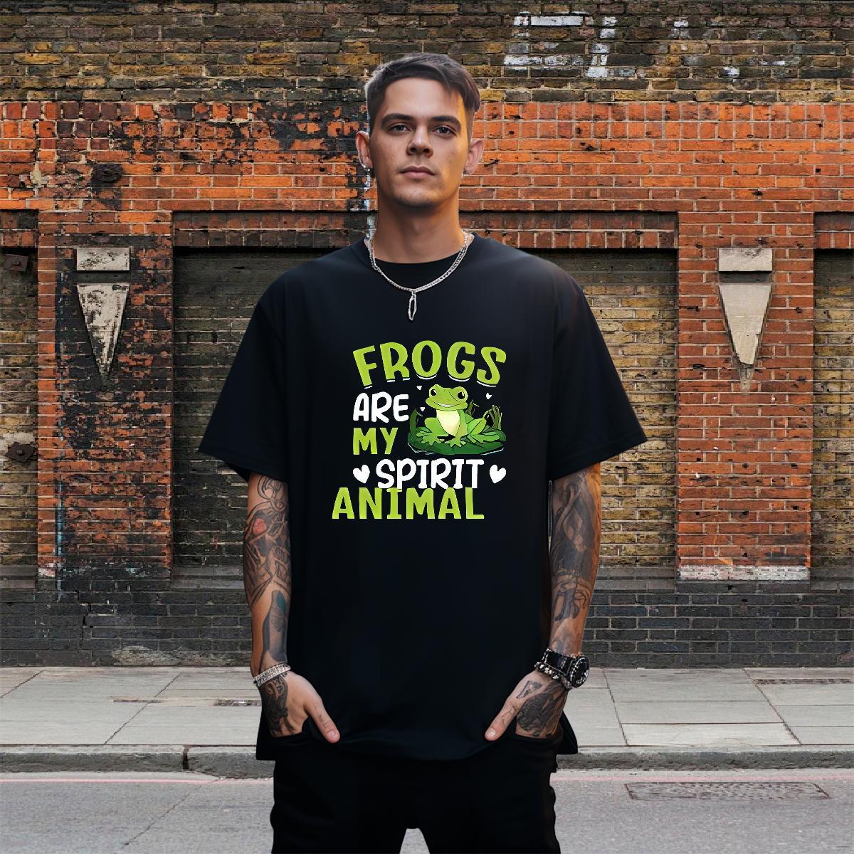 Cool Design Men Tshirts 230g Pure Cotton Anime Printing Street Frog DIY Crew Neck Fashion Design T-Shirts Clothes