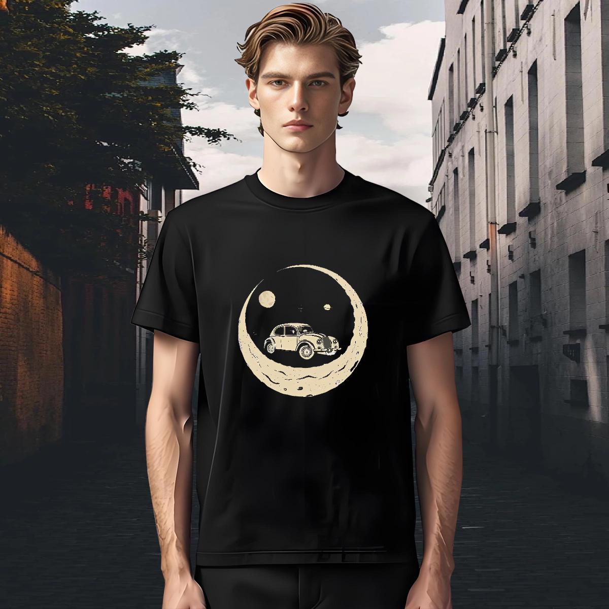 Comfortable Men Tops Tees 230g 100% Cotton Daily Outfit car Custom Cartoon Breathable Crew Neck Customized T-Shirts Wear