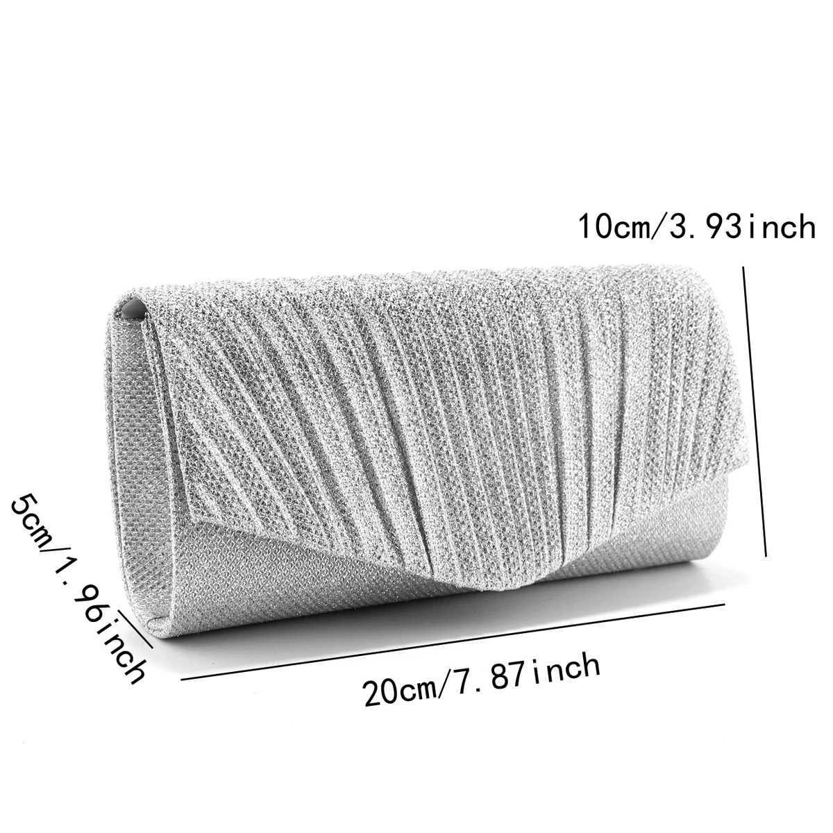 Ruched Design Glitter Women Evening Bags Golden Causal Ladies Clutch Envelope Shaped Handbags Chain Shoulder New Arrival Purse BXJ240729
