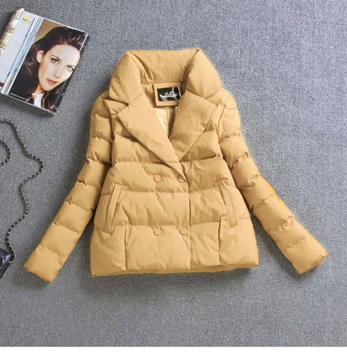 Womens Slim Short Cotton Parka Jacket Coat Clothing Style 2024 Autumn Winter 240729